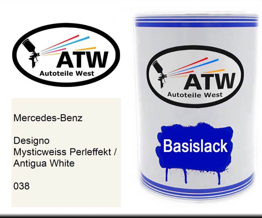 Mercedes-Benz, Designo Mysticweiss Perleffekt / Antigua White, 038: 500ml Lackdose, von ATW Autoteile West.